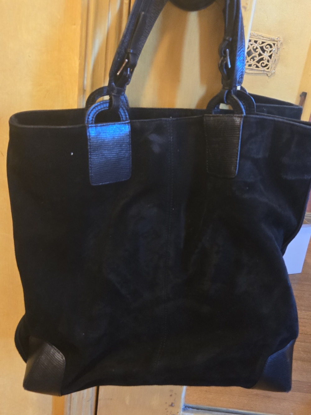 Via Spiga Black Suede Tote - Vintage